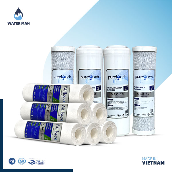 Puretouch & Wellsys 1-Year Complete RO Service Kit (6 Sediment + GAC + CTO) (Vietnam)