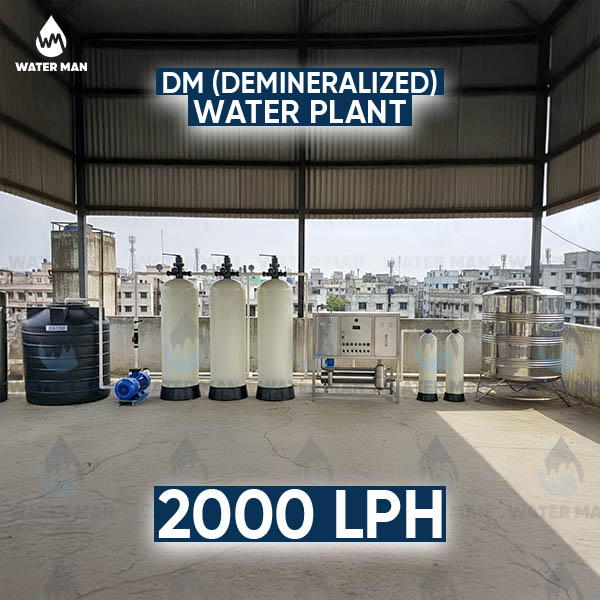DM (Demineralized) Water Plant with RO Pre-Treatment - 2000 LPH