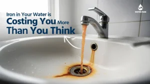 Rusty orange water flowing from household tap in Bangladesh showing iron problem and need for iron removal plant price in Bangladesh