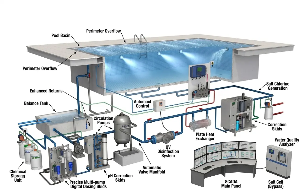 Swimming pool water treatment plant